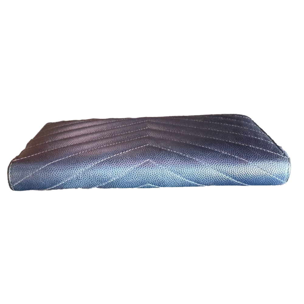 Yves Saint Laurent RARE NAVY Blue Chevron Quilted Wallet - Picture 6 of 16